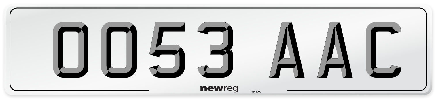 OO53 AAC Number Plate from New Reg